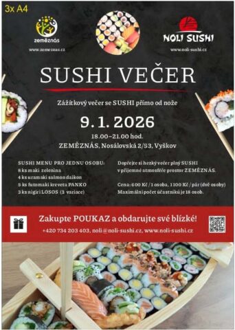 POUKAZ na SUSHI VEČER 9.1.2026 #1278