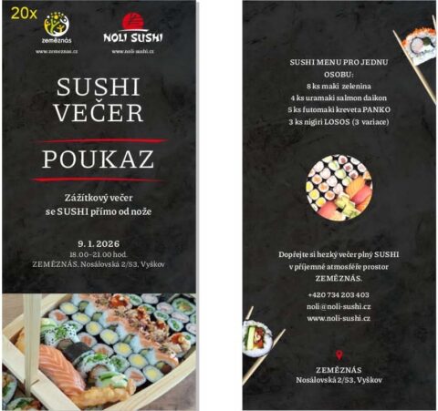 POUKAZ na SUSHI VEČER 9.1.2026 #1279